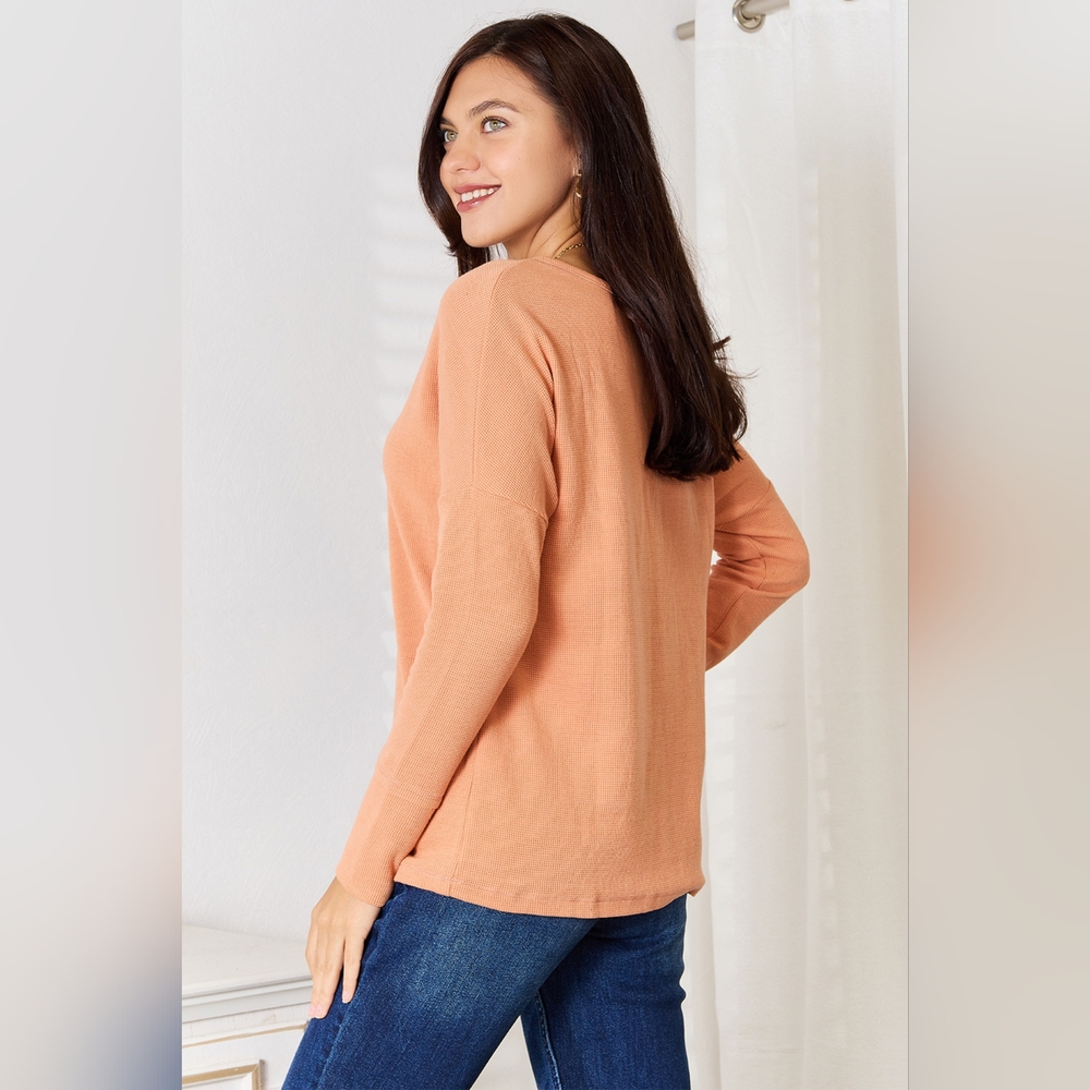 Basic Bae Half Button Long Sleeve Top - Picture 7 of 11